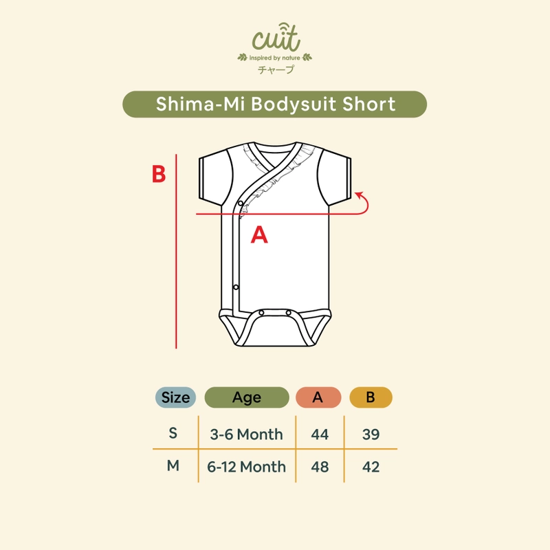 Product image CUIT Ruffle Kimono Bodysuit Bayi Tangan Pendek Anak Perempuan Shimami M (6-12 Bulan) Green