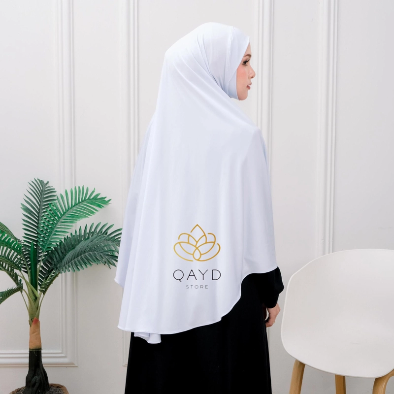 Product image qaydstoreid - BERGO HAJI & UMROH PENUTUP DAGU BAHAN JERSEY PREMIUM Jumbo Putih