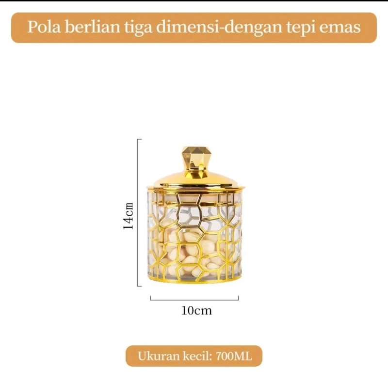 Product image Rizki Electronics - Toples mewah aesthetic Toples Snack emas toples akrilik Kedap Udara Besar (L) plastik