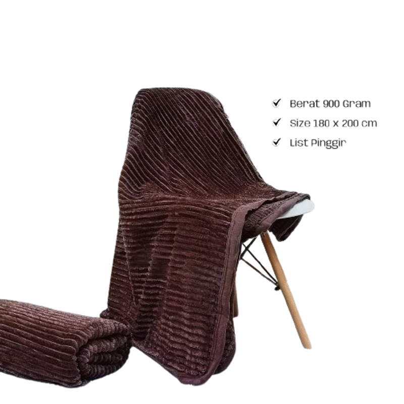 Product image Galeripuko - Selimut Bulu Flanenel Salur Embos Monalisa 180x200 Brown