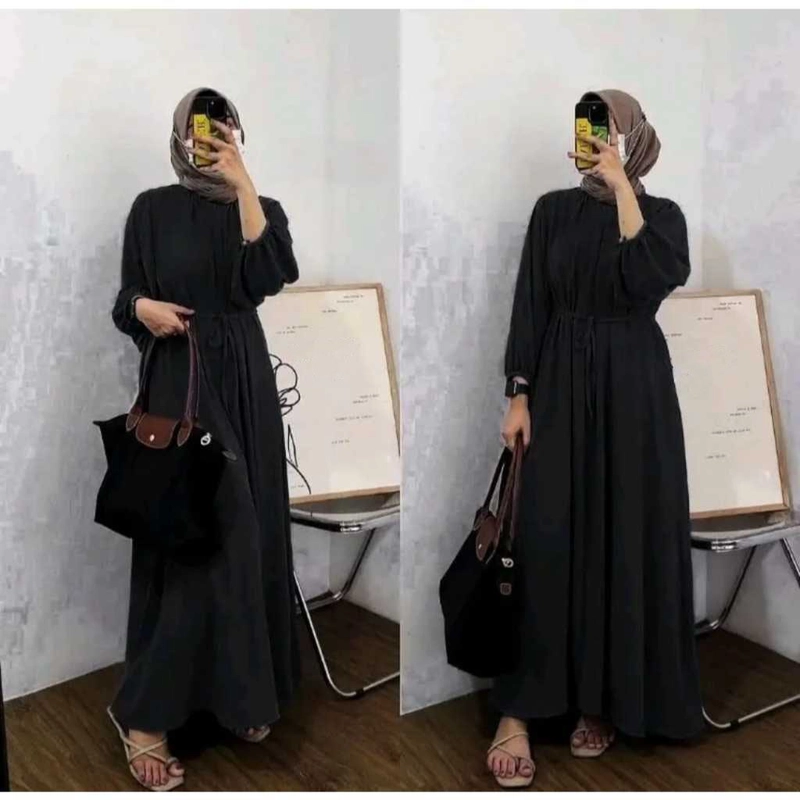 Product image MEQA DAILY - MEGA DAILY - Gamis Danara Dress Wanita Polos Bahan Hyget Super Hitam
