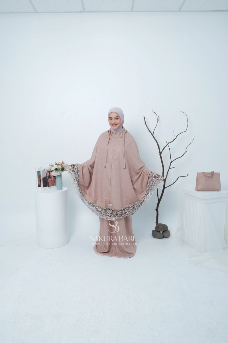 Product image Sakura Baru - Mukena Liora 2in1 Bahan Poil Motif Renda Giper Mewah Mukena Dewasa All Size Coksu