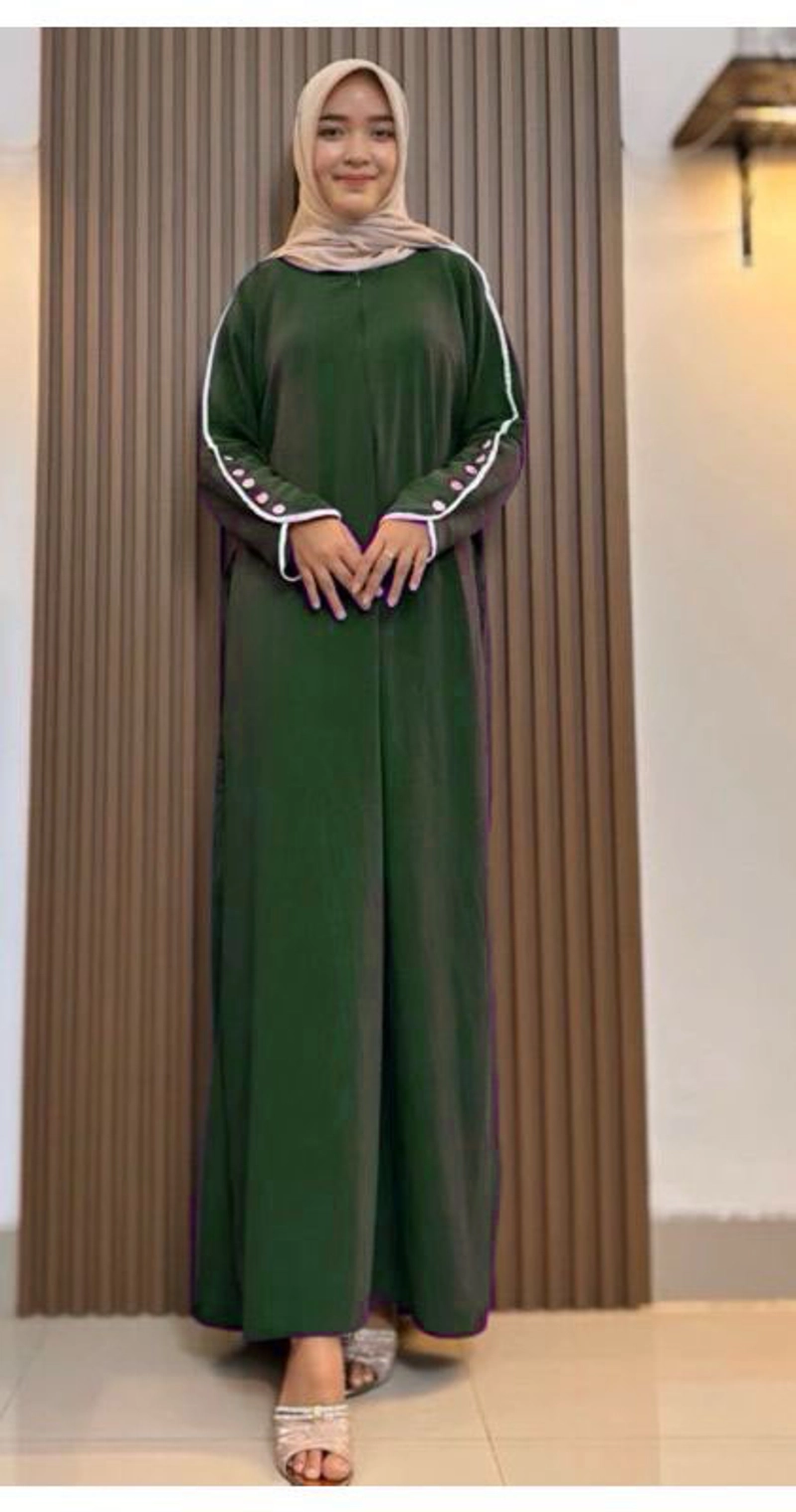 Product image MEQA DAILY - MEGA DAILY - Abaya Habibah Dress Gamis Wanita Bahan Hyget Super Hijau Army