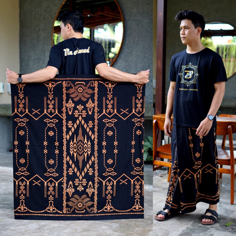 Product image Batik Alfin - Sarung batik pria uk dewasa motif kubus bagus banget Sarung Hitam