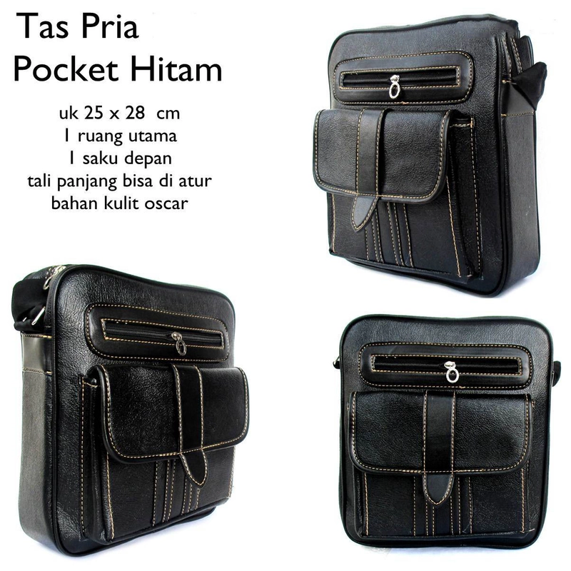 Product image Lanc Fashion - Tas Mesengger Kulit selempang Pria Kulit Oscar Pocket warna black