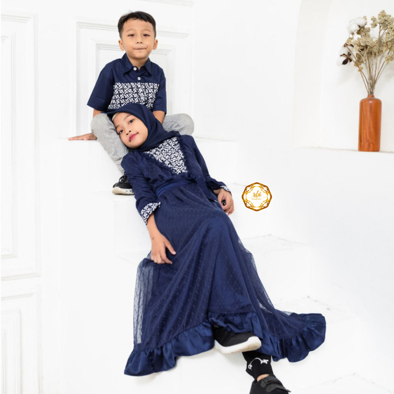 Product image Rambe Batik Indonesia - Batik Couple Set Keluarga Ayuma Navy Premium Bisa Beli Pisah Hem Anak M Navy
