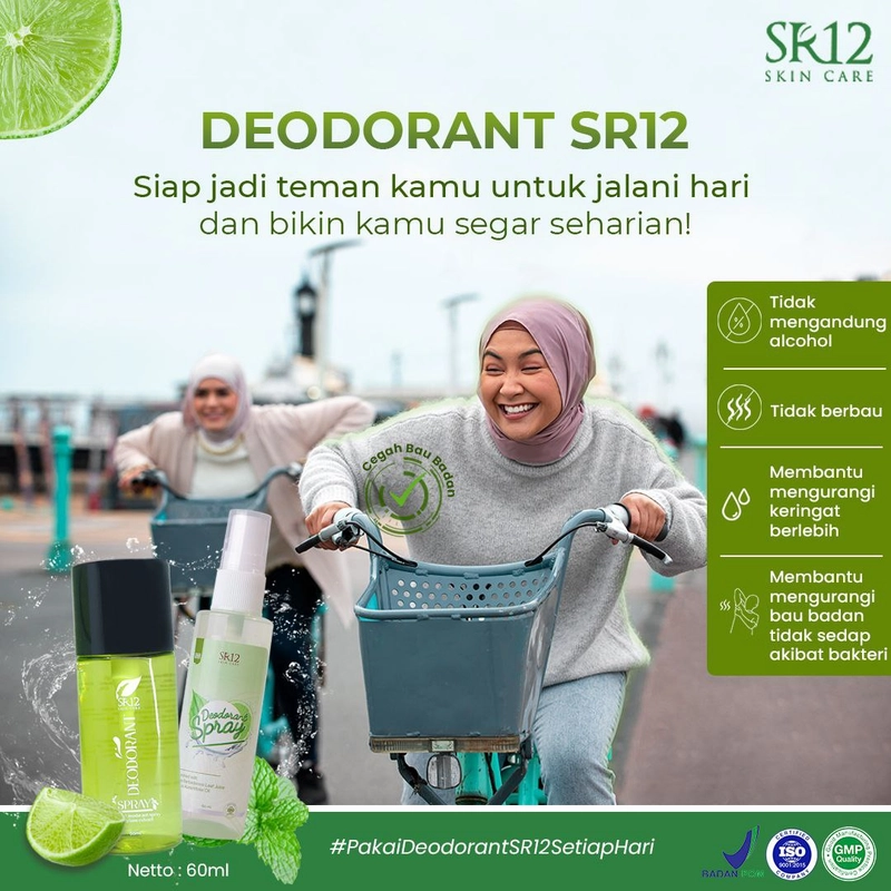 Product image Deodorant Spray Reguler SR12 Menahan Bau Badan Menahan Keringat Berlebih Non Parfum 60 ml Premium