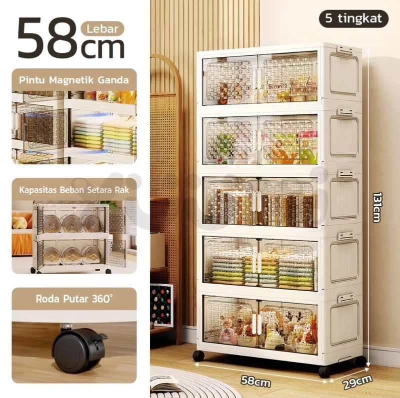 Product image Rizki Electronics - Yuumi Lemari Plastik Susun Besar 5 tingkat putih