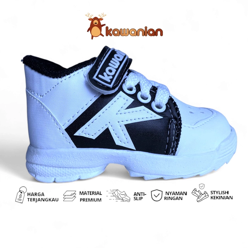 Product image Kawanian - Sepatu Sneakers Anak Laki Laki Usia 1 Sampai 3 Tahun Logo K PTH 22 Putih