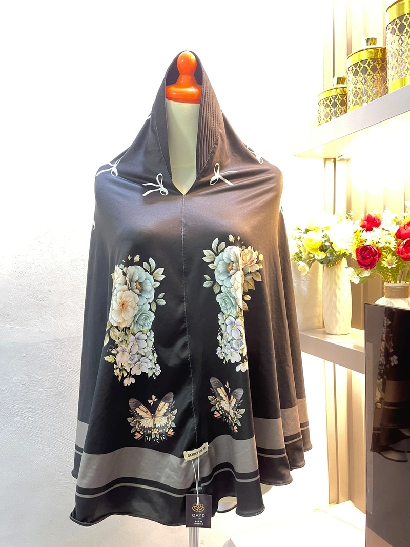 Product image qaydstoreid - Jilbab namira motif perinting instan bergo jersey premium jumbo hijab namira hitam