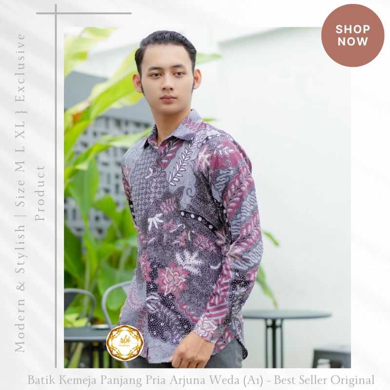 Product image Rambe Batik Indonesia - Batik Kemeja Panjang Pria Arjuna Weda Best Seller Original New Motif M Arjuna Weda A1