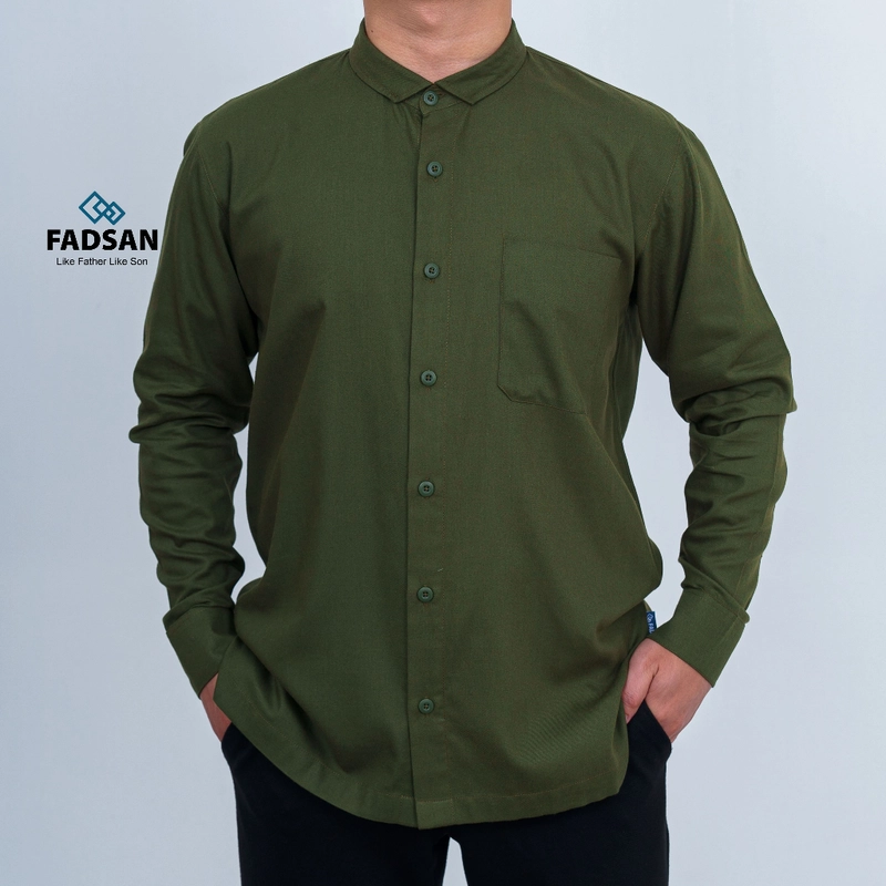 Product image FADSAN - Baju Koko Polos Lengan Panjang Ayah Anak Warna Moss - Veezy Seeries SIZE ANAK S VEEZY MOSS