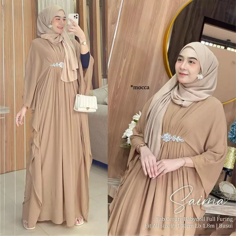 Product image Bursanekashop - Saima Kaftan Kaftan Wanita Terbaru ALLSIZE MOCCA