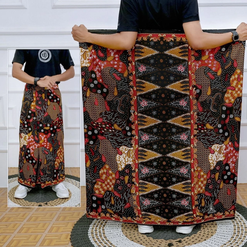Product image Batik Alfin - Sarung batik pria dewasa motif sekar jagat free peci rajut putih bagus banget Sarung dewasa Sarung sekar jagat coklat