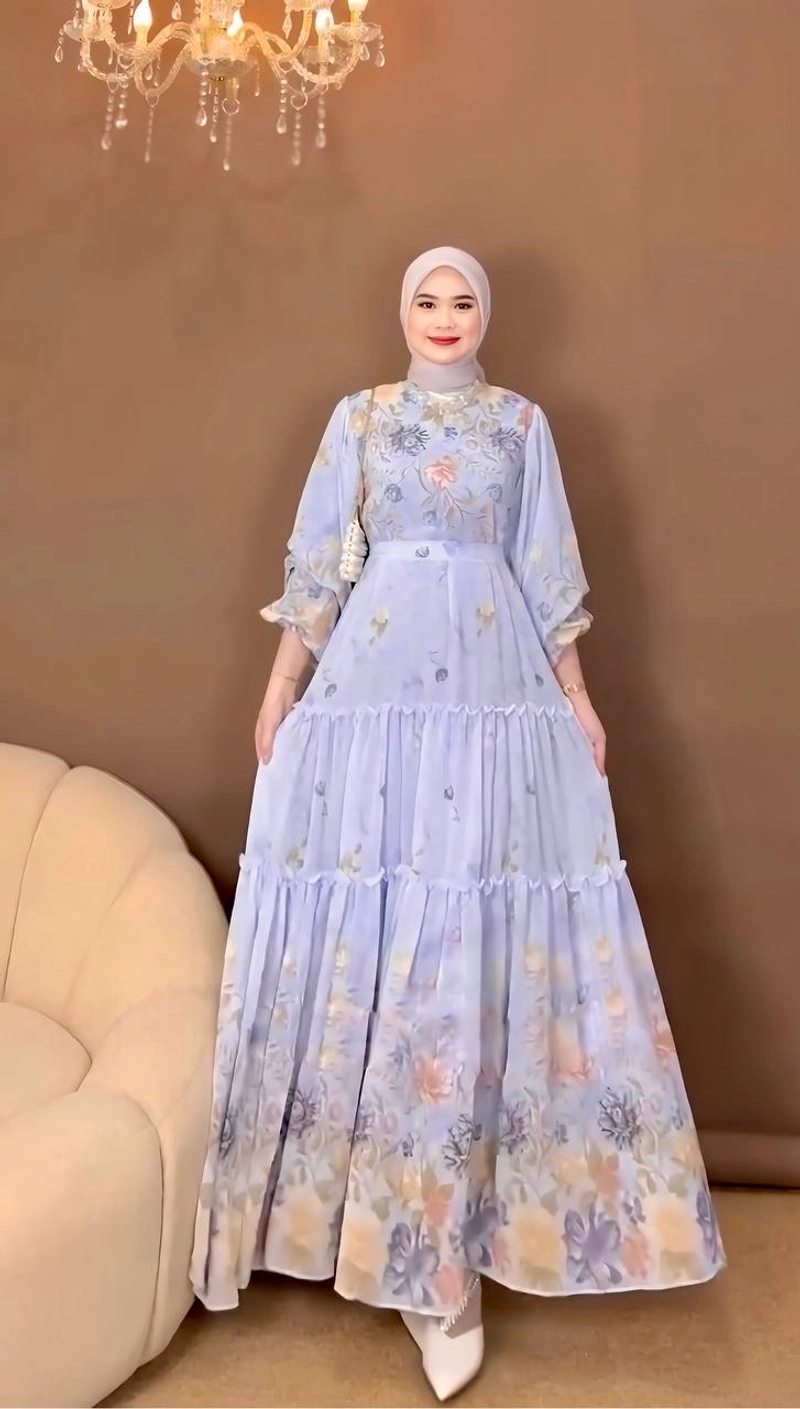Product image Khisna collection - Drees raya canda nada bsc model terbaru belum pasaran ada tali bongkar pasang non busui Allsize Biru