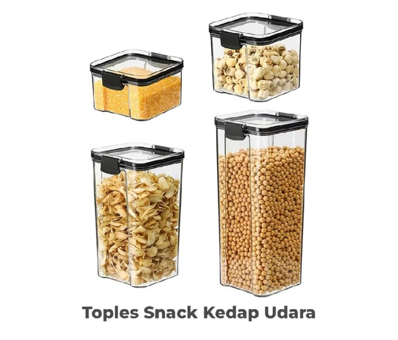 Product image Rizki Electronics - Toples Snack Kedap Udara Bening Kontainer Makanan 460 ml (S) plastik