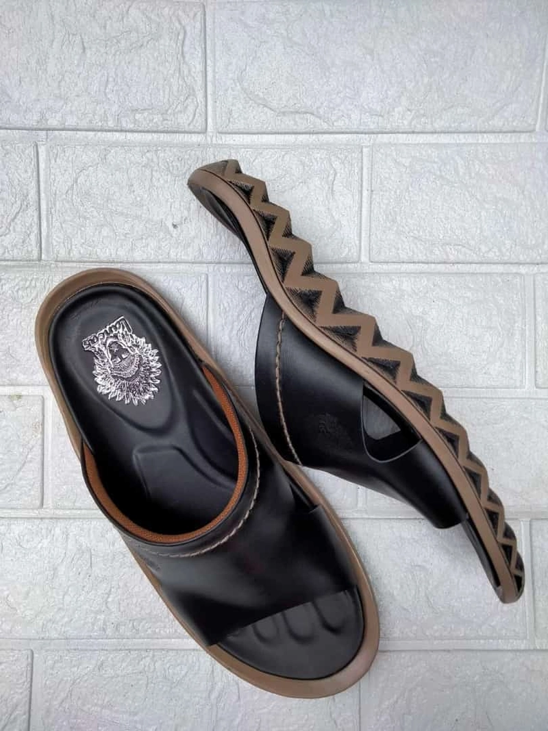 Product image RENINE - ALZ 6002 Black Sandal Kulit Pria Indian Terbaru 39 Black