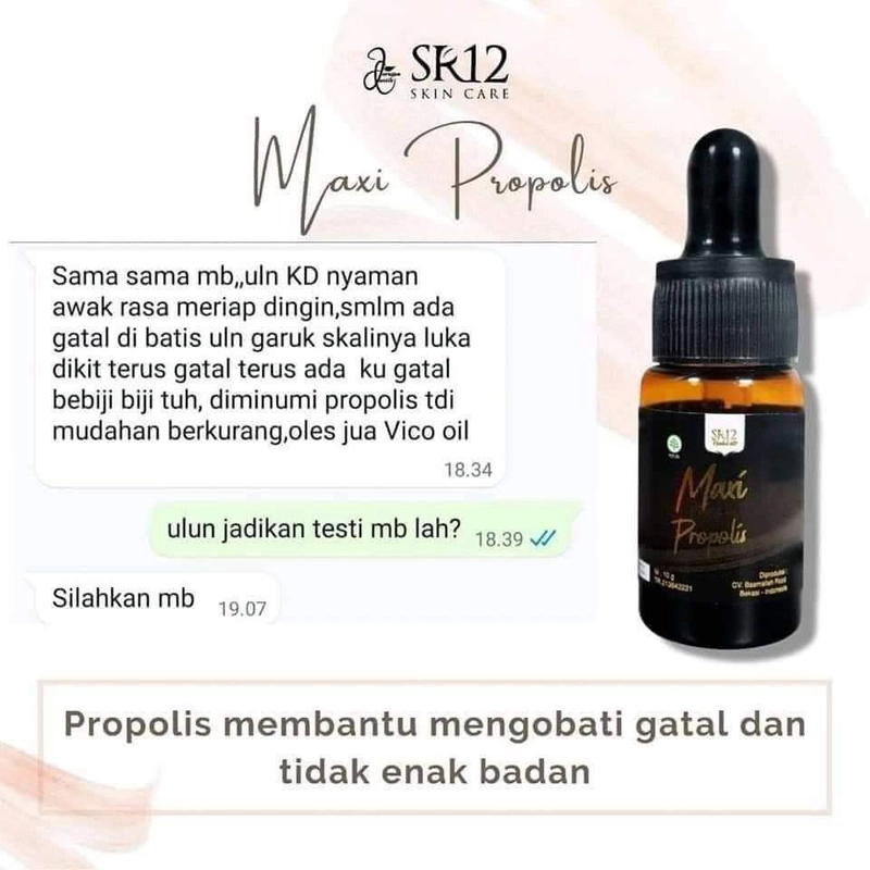 Product image SR12 Propolis Meningkatkan Imun Tubuh Mengatasi Asam Urat Kolesterol Hipertensi Dan Diabetes 10 ml Maxi Propolis