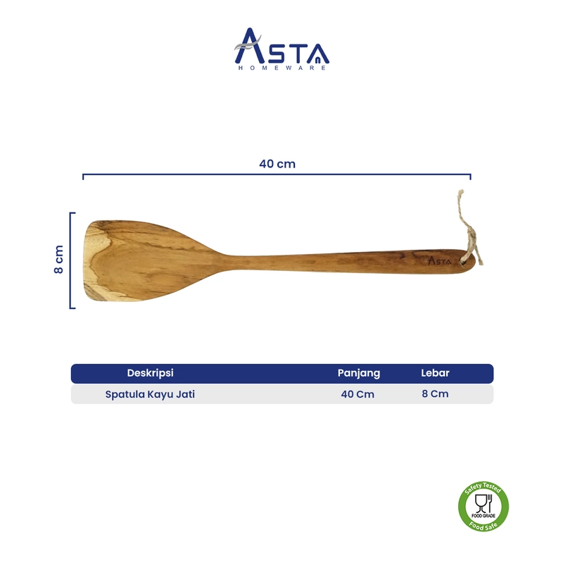 Product image Asta Homeware Official - Asta Spatula Kayu Jati Sodet / Sutil Goreng Gagang Panjang Anti Panas 40 cm Size Spatula Jati