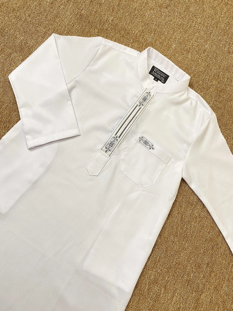 Product image Kawan Muslim - Jubah Gamis Bordir Anak Laki Laki Lengan Panjang Usia 1 Sampai 14 Tahun (JBA15) 10 PUTIH