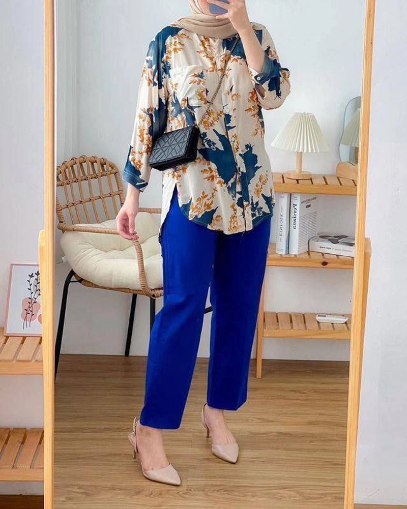 Product image Kois Batik - Baru Momy Set Rayon Mix Cringkel Allsize 110cm Momy biru