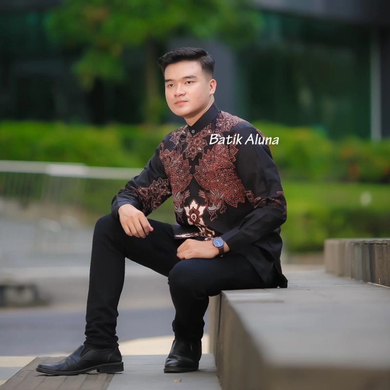 Product image MB2 Kemeja koko kurta pria dewasa batik pria lengan panjang baju taqwa cowok full furing free masker M Batik