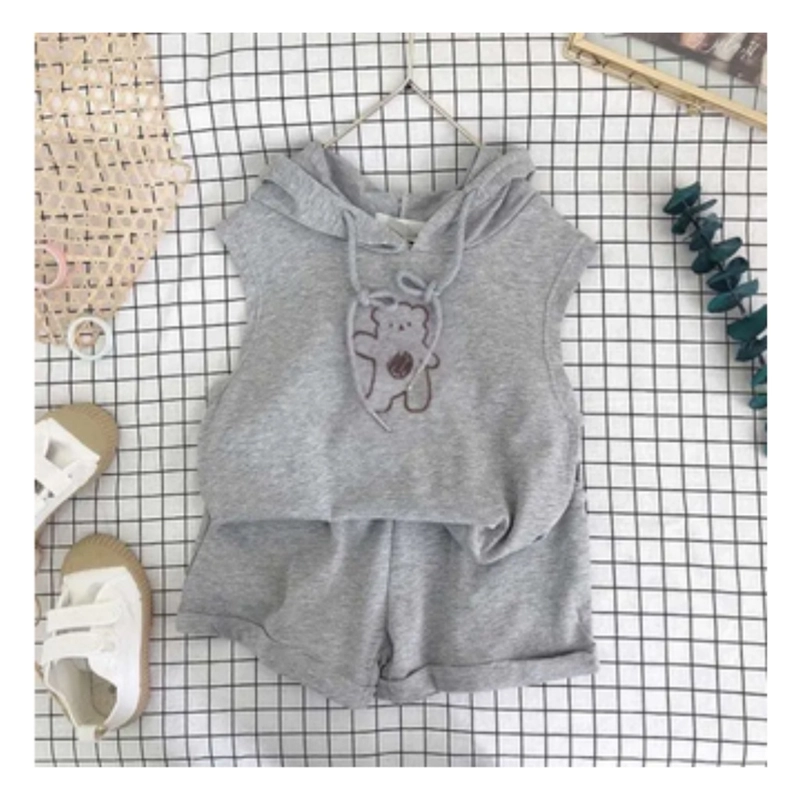 Product image Badia Kids Fashion - Setelan Set Anak Cole Unisex Hoodie dan Celana Pendek Anak Unisex No4 (2-3 Tahun) Abu