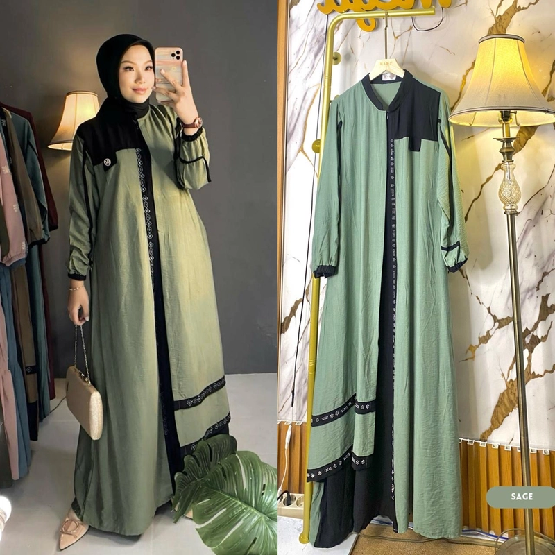 Product image [CUCI GUDANG] HANUM ABAYA DRESS GAMIS SWAROVSKY All Size Sage