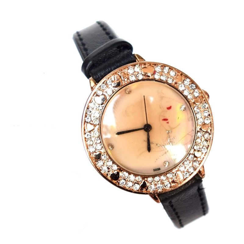 Product image Lanc Fashion - jam Gelang Wanita Kulit Round Diamond Lady WARNA HITAM