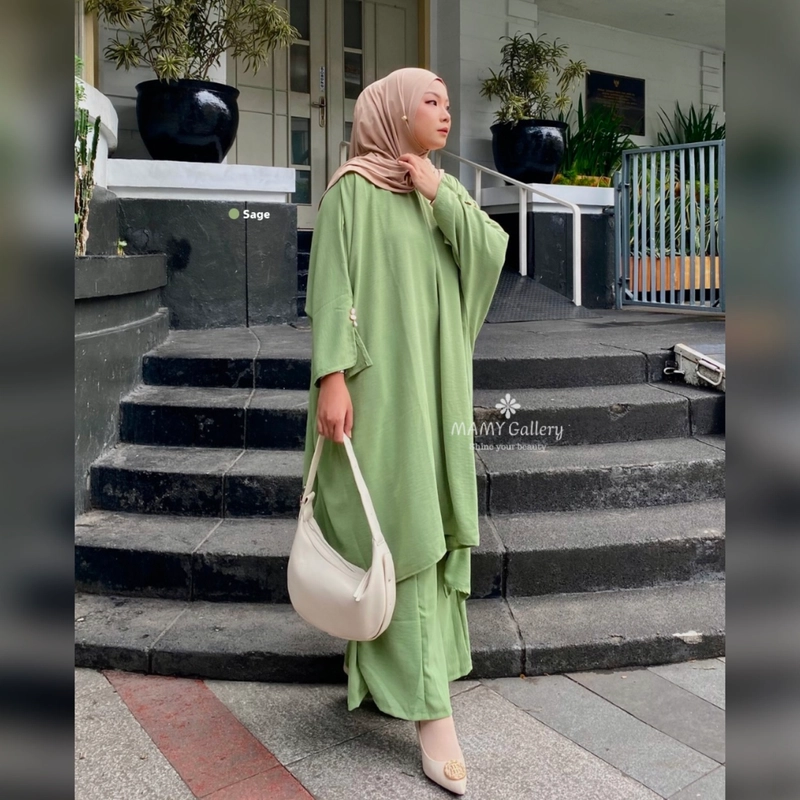 Product image [CUCI GUDANG] Baju Setelan Abaya Umroh Wanita - Setelan Abaya Lesty All Size Sage