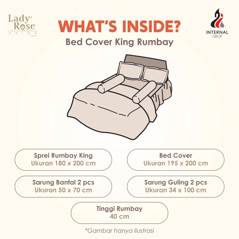 Product image LADY ROSE OFFICIAL - Lady Rose Prime - Bed Cover Lumina 180x200x30 King Rumbay