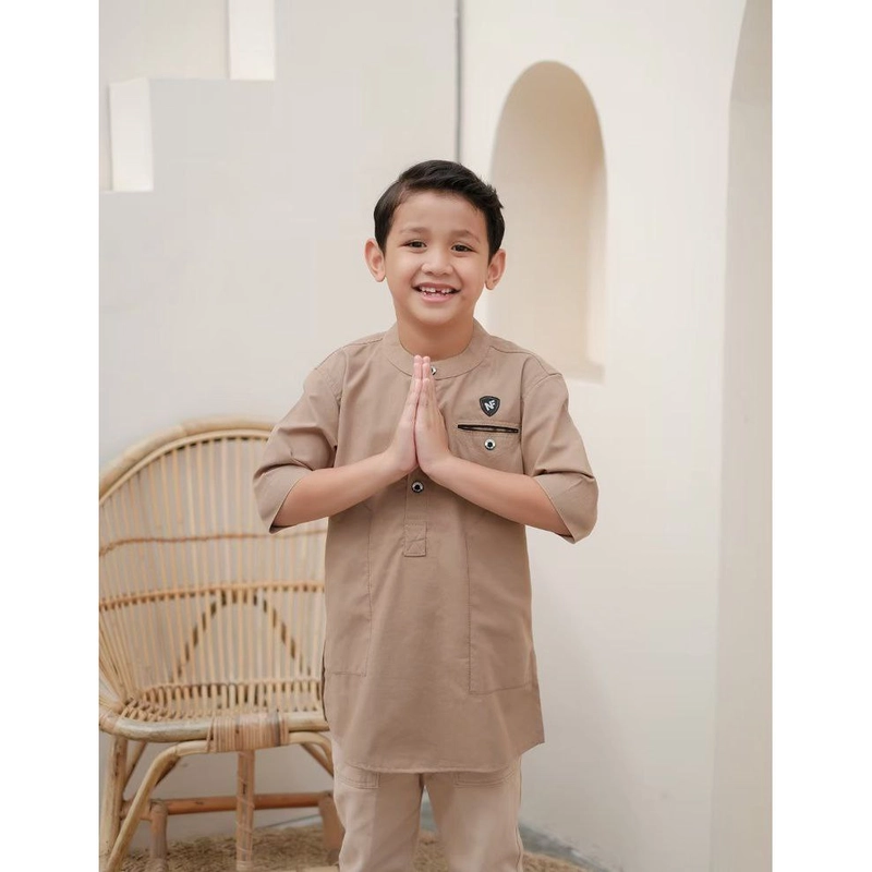 Product image Batik Mafaza - Baju Koko Muslim Coupel anak dan ayab lengan 3per4 keren M Anak coksu