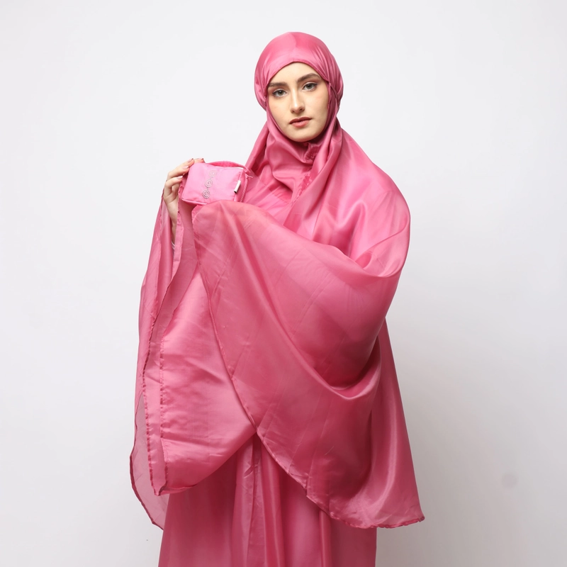 Product image DS Modest - Mukena Traveling Mini Terkecil Petunia (Case Polos) Atas Bawah All Size Dusty Pink