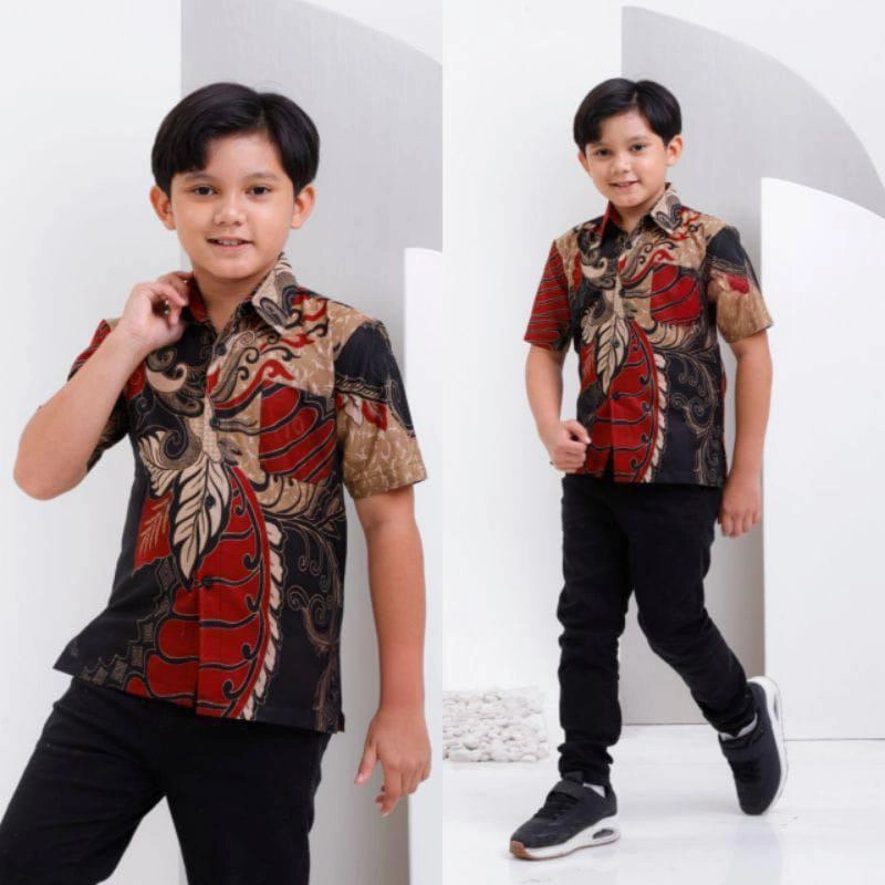 Product image Kois Batik - Batik Anak Coupel Modern Casual Kekinian Motif sangkuriang merah Xxl Hem sangkuriang m
