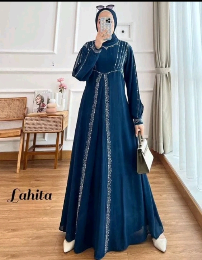 Product image Bursanekashop - Zahira lahita maxy gamis muslim wanita XL NAVY