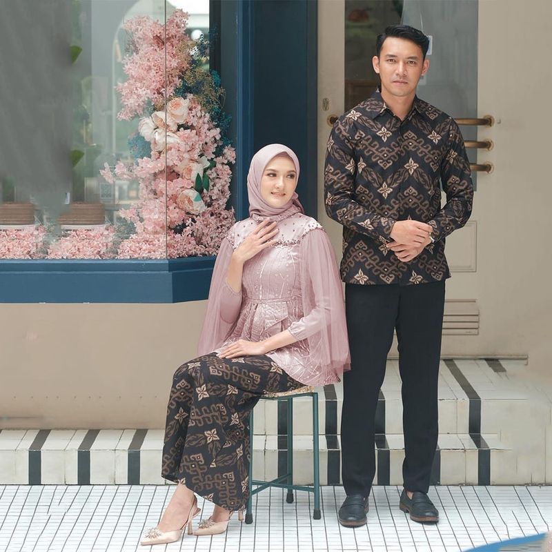Product image COLLECTION SARJANA - Batik Couple Kebaya Modern Original brokat - Kebaya Wisuda Couple Ziva ROK+ SELENDANG ROSE