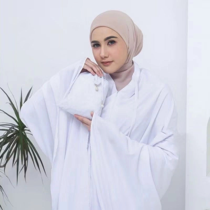 Product image qaydstoreid - isi 4 pcs paket haji umroh Mukena bergo sarung tangan celana haji paket haji putih