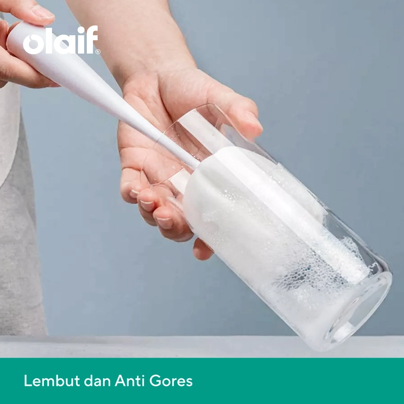 Olaif Bottle Cleaning Sponge - Sikat Spons Pembersih Botol / Gelas / Tongkat Pembersih Botol Warna Hijau