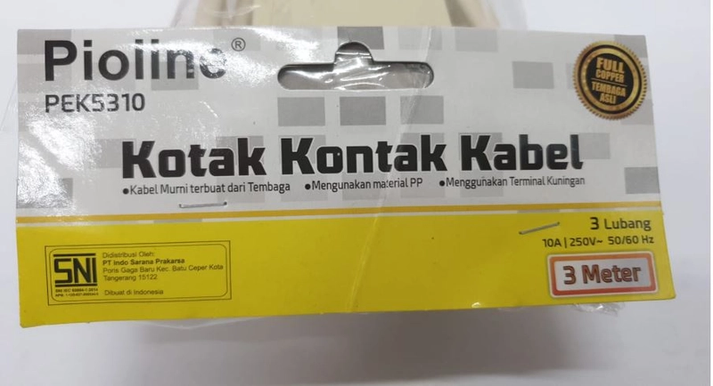 Product image UTAMAMEGA - Stop Kontak Kabel 3 Lubang 3 Meter Pioline PEK5310 Type 3 lubang 3 meter