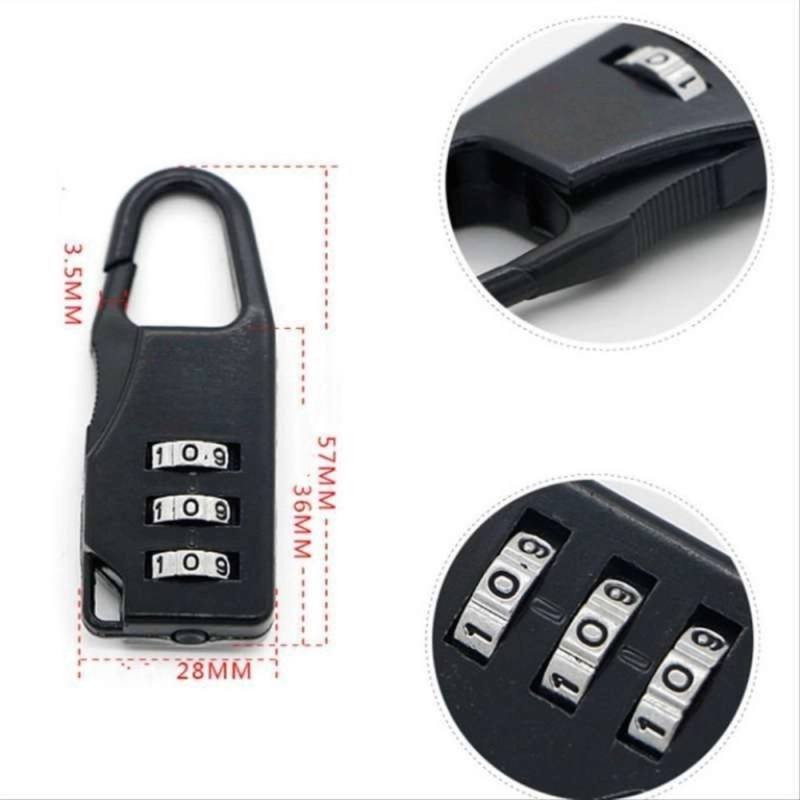 Product image KAMJE Gembok Koper Mini Travel Anti Maling Kuat Kombinasi Kode Angka Umroh Haji KHPLOCK01 all variant Hitam
