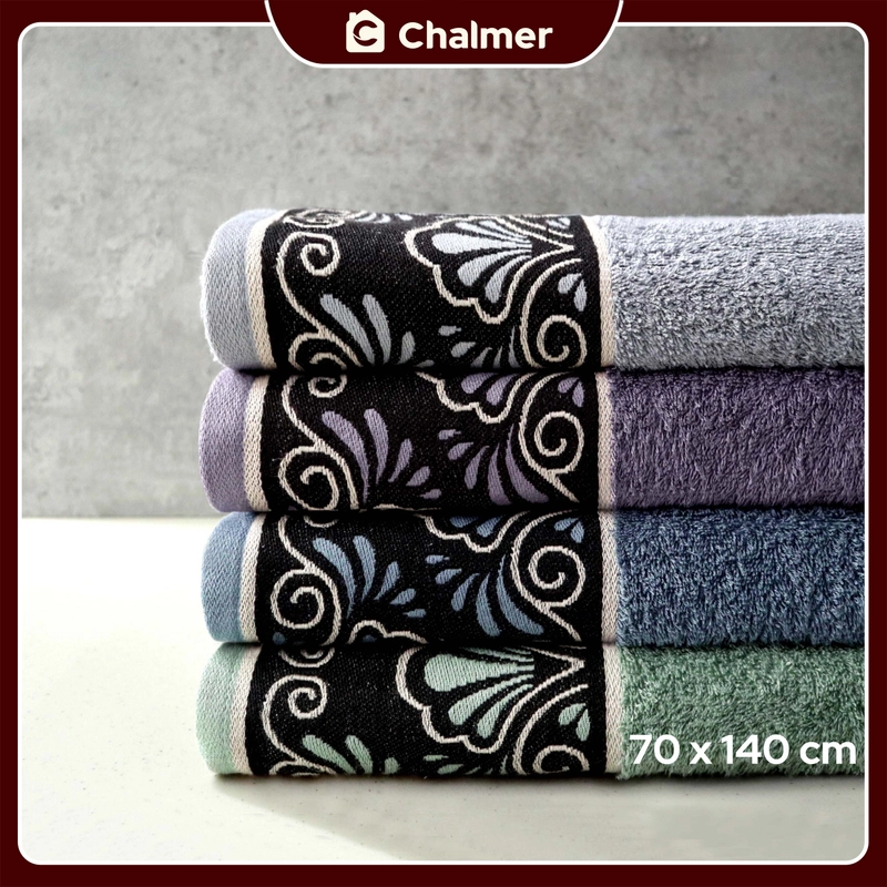 Product image Chalmer - Handuk Mandi Chalmer 70 x 140 Motif Shells Handuk Mandi Dewasa Premium 70x135 Grey