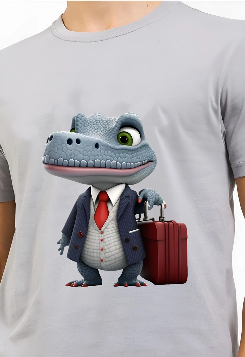 Product image astro - Kaos Pria Gambar 3Dimensi Buaya Koper M ABU