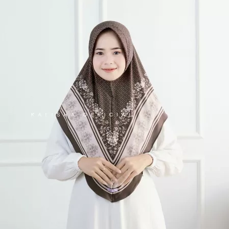 Product image Kalisha official - Kerudung Bergo Jilbab Instan Hamidah Hijab Eliana Hijab Motif Kerudung Instan Allsize Coffee