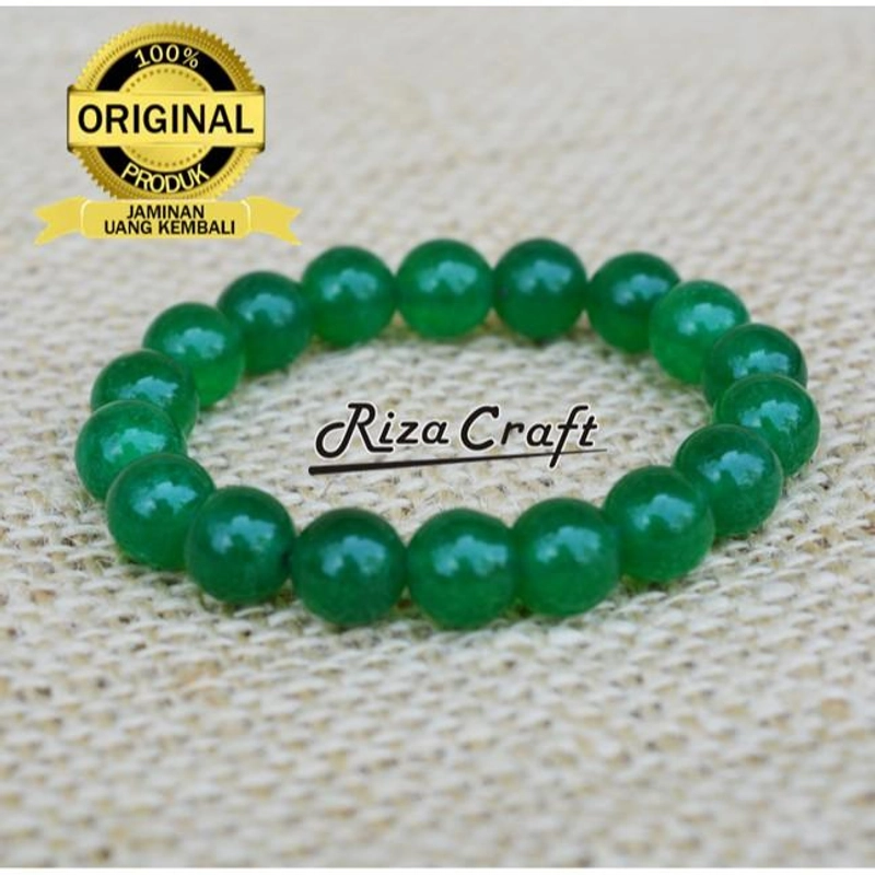 Product image Riza Craft - Gelang Kesehatan Batu Giok ASLI Akik Alam Kristal Natural Original Pria Wanita Standard Hijau