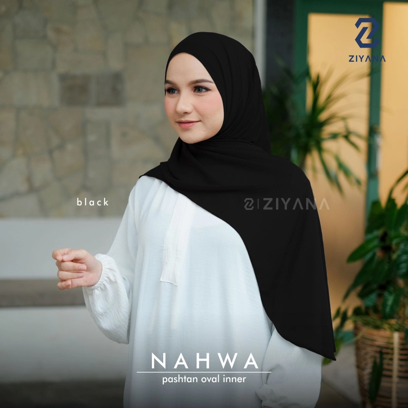 Product image Ziyana Hijab - Pashmina Inner Oval Ceruty Babydoll Premium Nahwa All Size Black