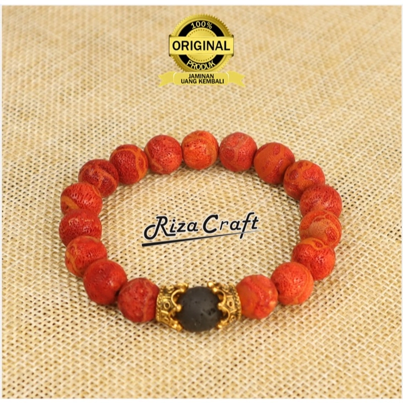 Product image Riza Craft - Gelang Batu Akik Marjan Laut Merah ASLI Natural Original Marjan Crown