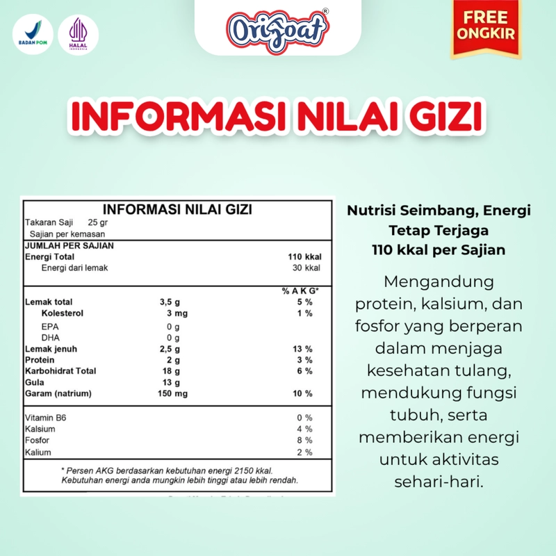 Product image Origoat Kids Susu Kambing Etawa Anak 125gr 1 Box Isi 5 Sachet Original BPOM Meningkatkan Nafsu Makan 125 gram Vanilla