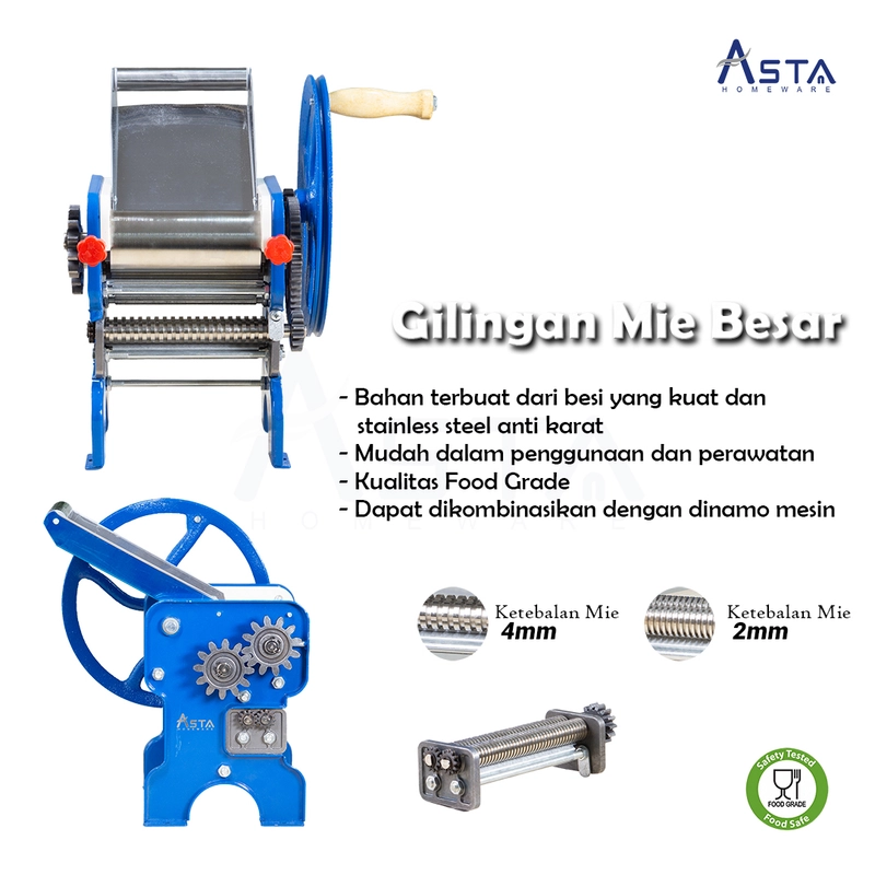 Product image Asta Gilingan Mie Besar Pasta Maker Roda Besar ASPM-150 Warna Biru