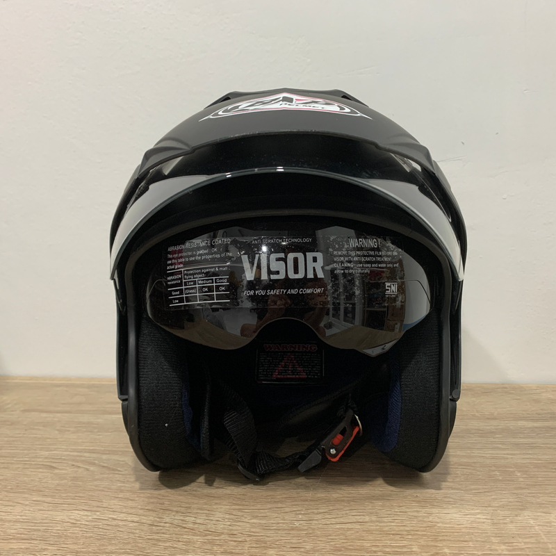 Product image Helm JP7 Hitam Doff - Double Visor (Kaca Clear & Smoke) Helm SNI Helem Dewasa L JP7 Hitam Doff