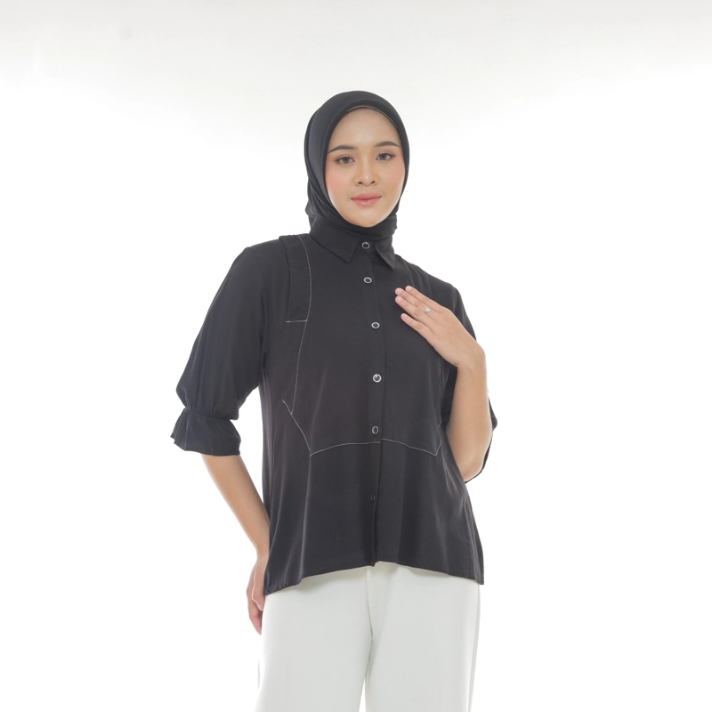 Product image Sseolshop - SSEOLSHOP - APRIL baju atasan wanita terbaru 2025 blouse korea JUMBO L Hitam